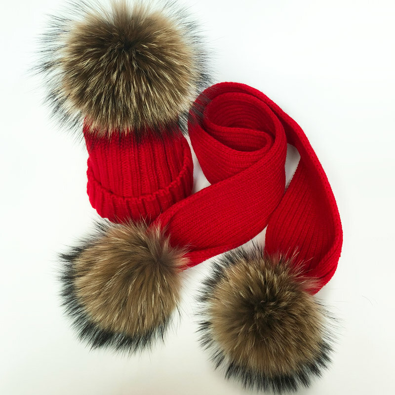 Women Winter Scarf 2022 fur pompom Scarves Thick Warm Headband Lady shawls Wraps Blanket Female hat scarf set