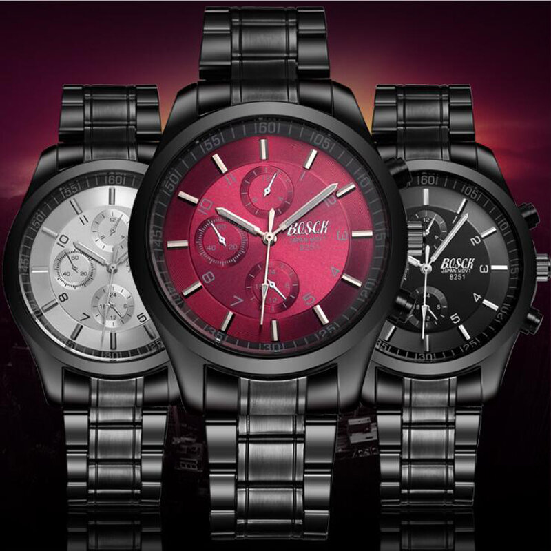 Bosck นาฬิกาผู้ชายกีฬาสแตนเลส Hardlex ใหม่กับ Tags นาฬิกาข้อมือ Mens แฟชั่น Casual Reloj Hombre ชายนาฬิกาควอตซ์ผู้ชาย