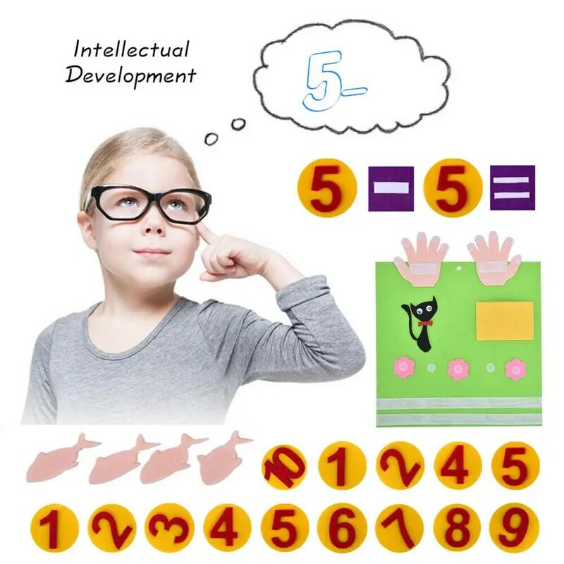 1 Set Montessori Handgemaakte Vilt Vinger Math Leermiddelen Kinderen Diy Non-woven Optellen En Aftrekken Rekenkundige Vroeg Leren speelgoed