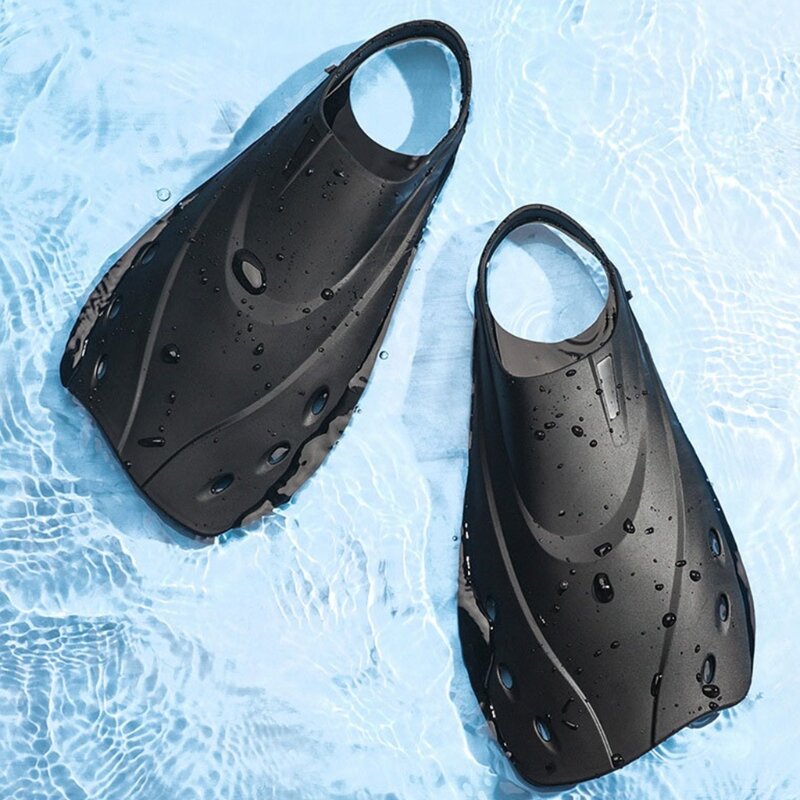 1 Pasang Sirip Snorkel Hak Terbuka Dapat Disesuaikan Sirip Renang Pendek Sirip Renang untuk Snorkeling Menyelam Berenang Dewasa Pria Wanita