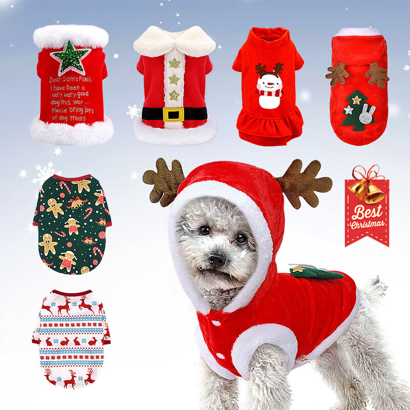 عيد الميلاد الكلب الملابس للكلاب الصغيرة الشتاء الكلب القط زي جرو الملابس سترة قميص السنة الجديدة الحيوانات الأليفة تشيهواهوا الملابس سترة