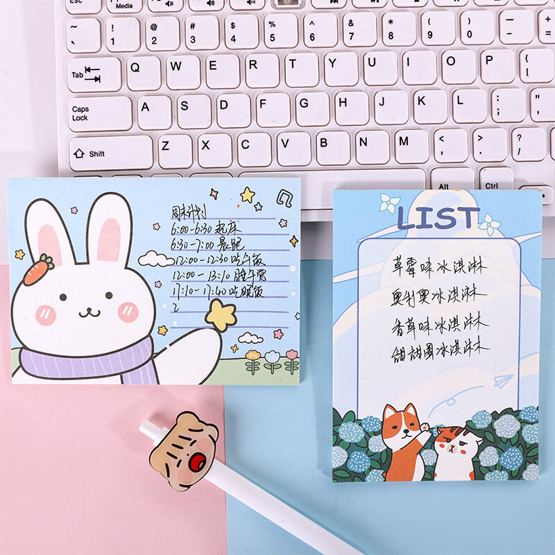 Cartoon Cute Rabbit Memo Pad Girl Creative Message Paper Notepad Planner To Do List Student Diy Learning Notes Kawaii Stationery