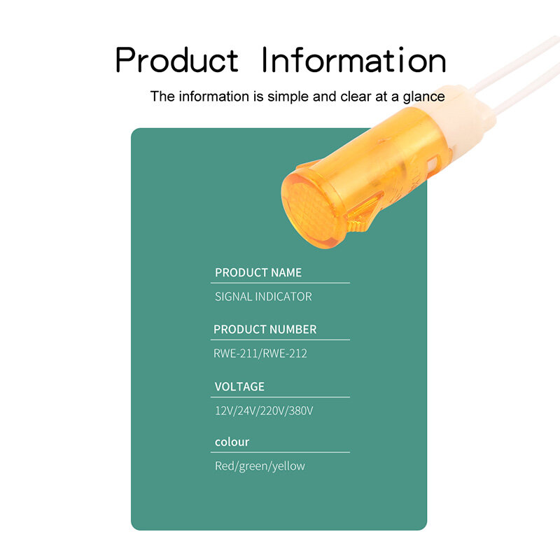 5Pcs สัญญาณโคมไฟติดตั้งไฟแสดงสถานะนีออน380 220V 12V/24VDC 10มม.MDX-11A ลวด guiding สัญญาณสีแดงสีเขียวสีเหลือง