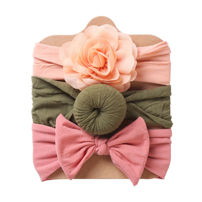 3Pcs/Lot Baby Headband Flower Bows Hairband For Girls Princess Hair Accessories Kids Cord Headwrap Infant Wide Turban Bandeau