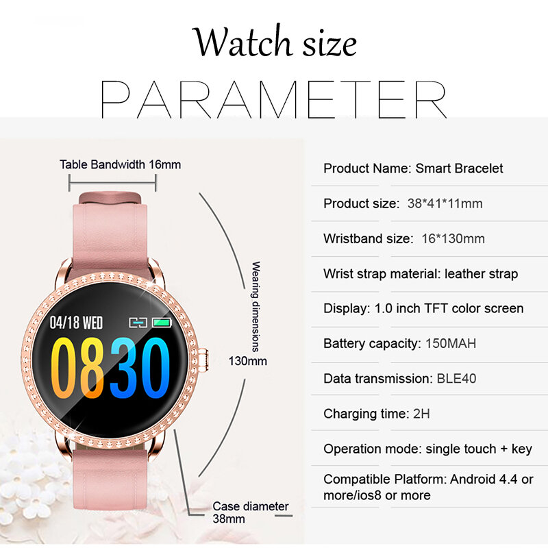 Luik Mode Smartwatch Vrouwen Waterdicht Activiteit Fitness Tracker Bluetooth Voor Android Ios Hartslagmeter Reloj Inteligente