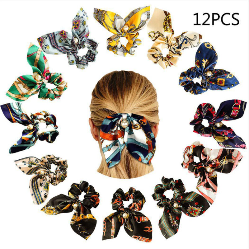 New Pearl Pendant Large Intestine Circle Hair Tie Women's Hair Bundle Knotted Big Bow Hair Rope Headdress Hair Accessories