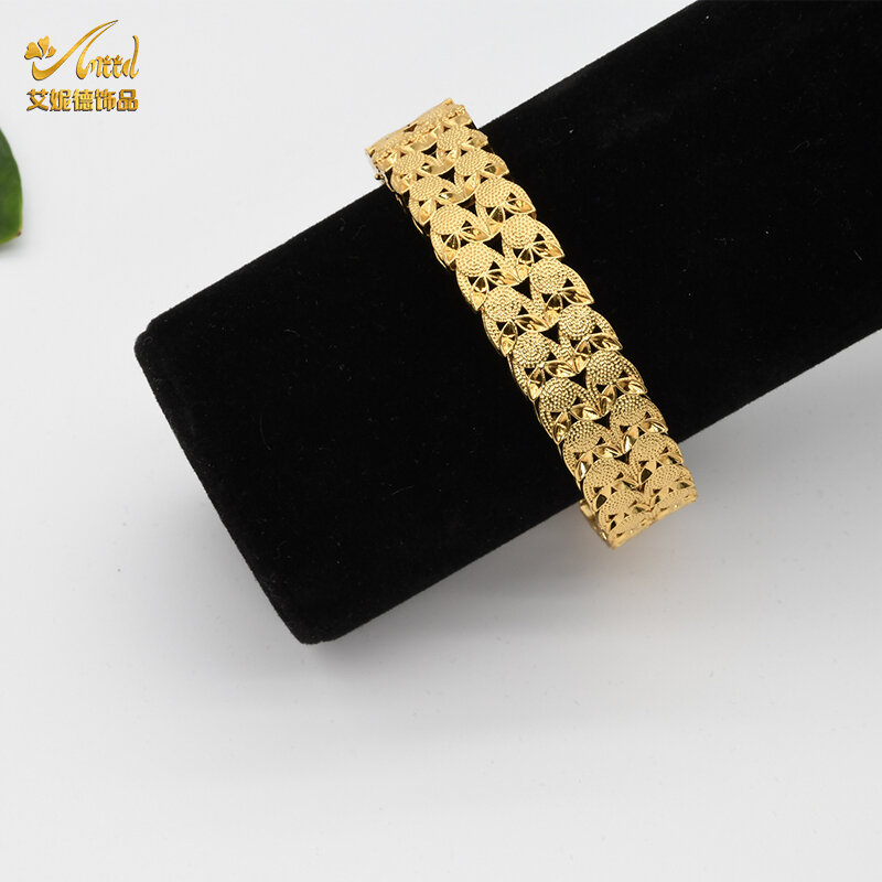 ANIID African Bangle Bracelet For Women Luxury Brand Indian Dubai 24k Gold Plated Bangles With Charms Gift Wholesale Jewelry