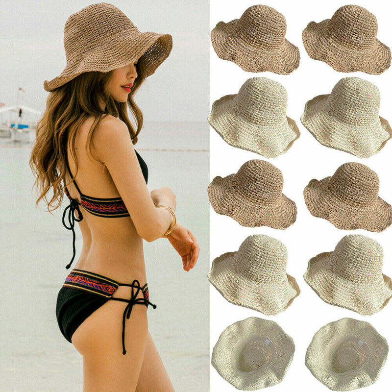 Boho estilo 2019 arco chapéu de sol aba larga floppy verão chapéus para as mulheres praia panamá palha cúpula balde chapéu femme sombra chapéu