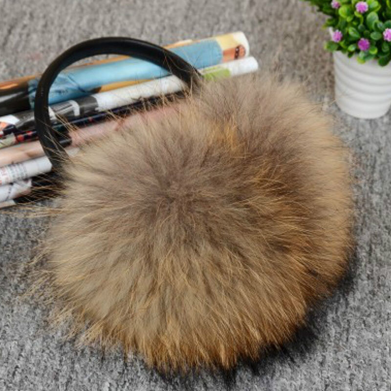 Natural Raccoon Fur Winter Big Earmuffs Women Oversize Korea Fashion Warm Real Fur Earcaps Thick Big Size Ear Cover