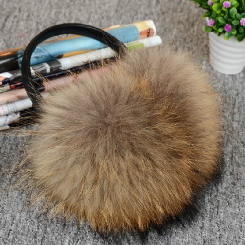 Natural Raccoon Bulu Musim Dingin Besar Earmuffs Wanita Kebesaran Korea Fashion Hangat Bulu Nyata Earcaps Tebal Ukuran Besar Penutup Telinga