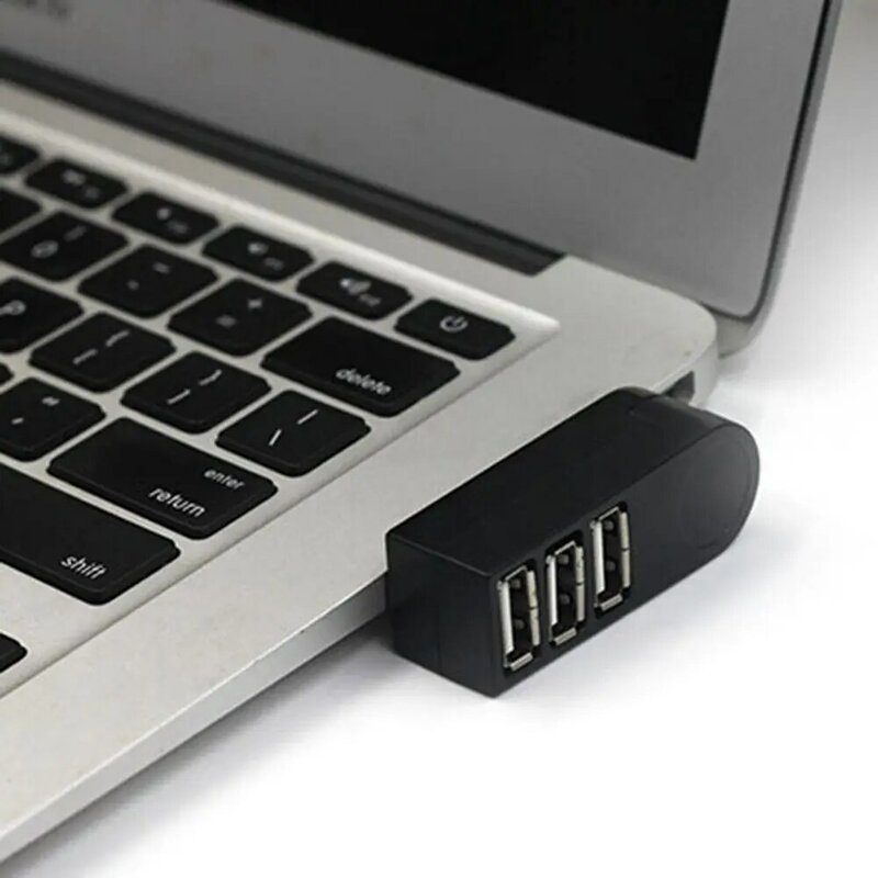 Airies USB 2.0 pour ordinateur portable, adaptateur de rotation, séparateur, mini 3 ports, noir, PC