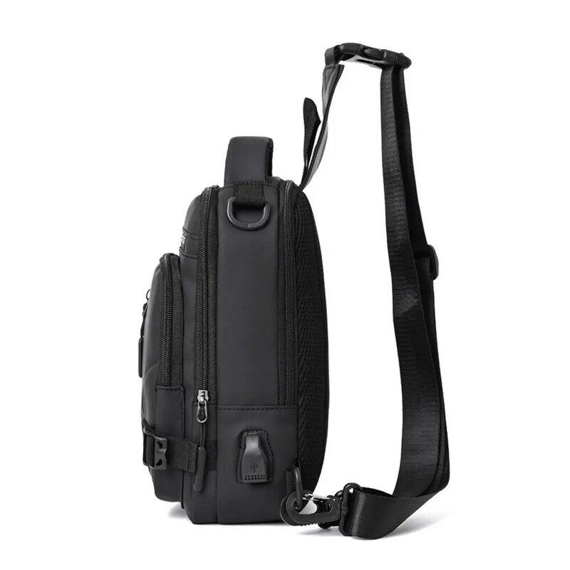 Fashion Male Chest Shoulder Bags Business USB Charging Sling Crossbody Bags Men Short Trip Multifunction Handbag Outdoor Purse