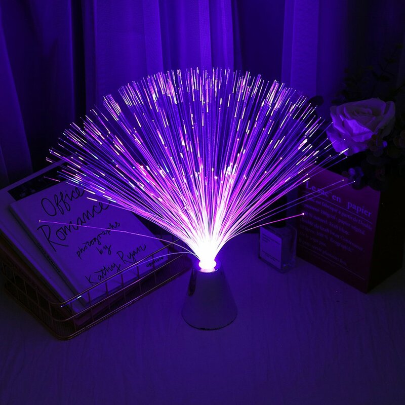 Lámpara de luz nocturna de fibra LED colorida, pequeña luz nocturna romántica para regalo de Navidad, juguetes luminosos de colores