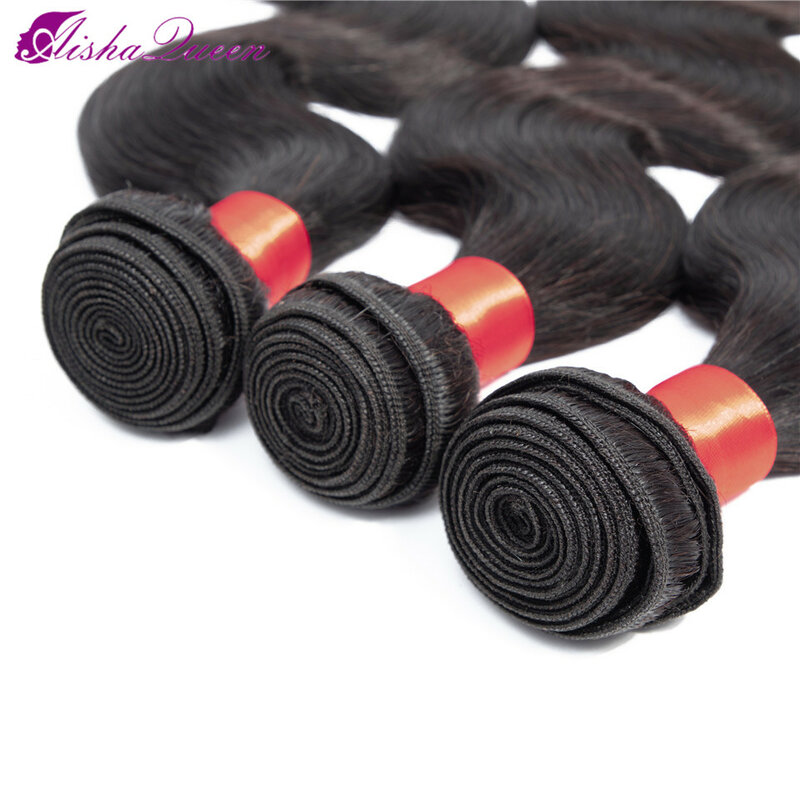 Aisha Queen Body Wave Bundles 100% Human Hair 1/3/4 Bundles Non-Remy Natural Color Brazilian Hair Weave Bundles Hair Extensions