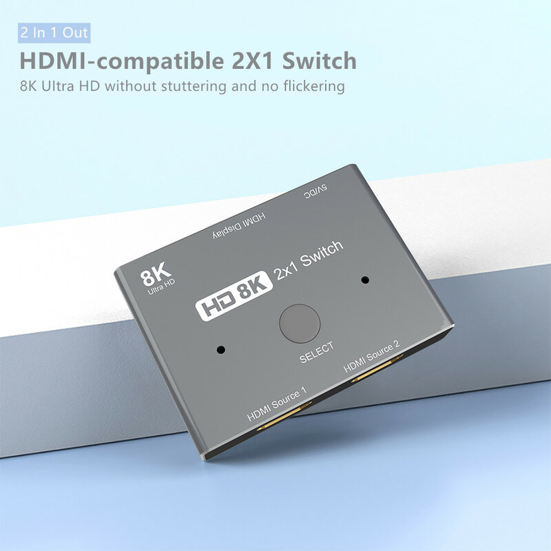 8k hdmi-interruptor direcional compatível 2.1 ultra de alta velocidade 48gbps hd 8k @ 60hz 4k @ 120hz divisor switcher 2 em 1 para fora para ps5 xbox