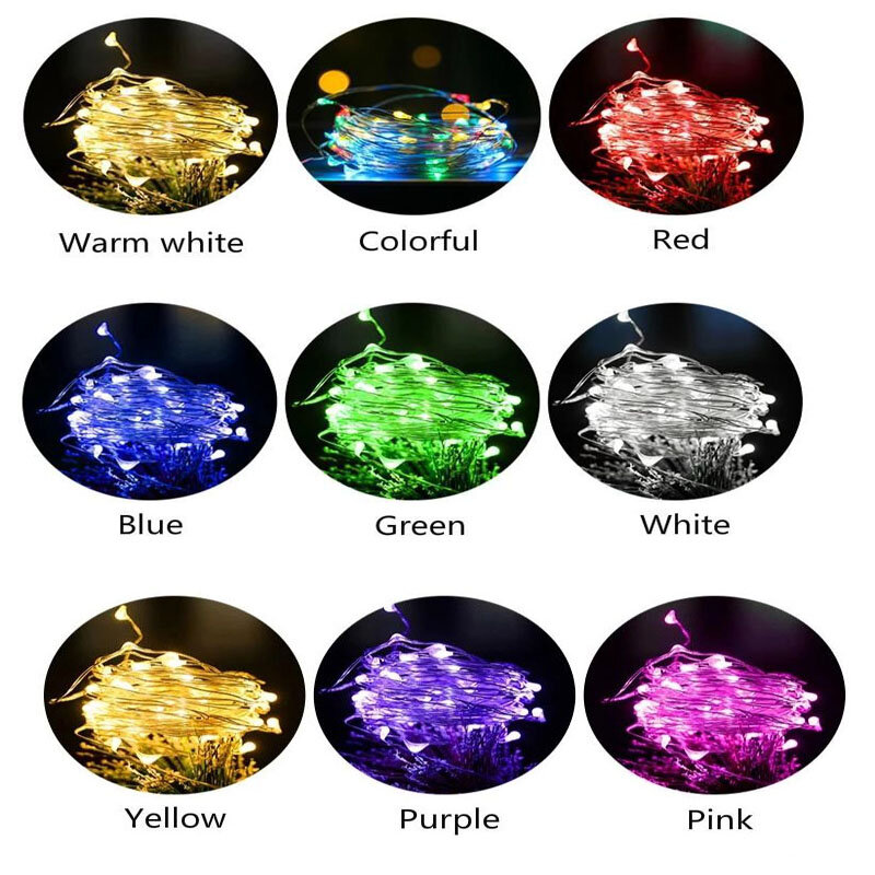 USB LEDストリングライト9色から選択可能8モード1m-10mクリスマスパーティー用DIY装飾ライト