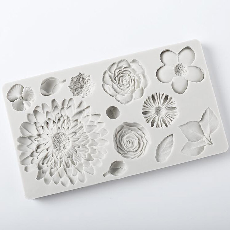 W kształcie kwiatu silikonowa forma forma na czekoladki DIY pieczenie ciasta roślina dekoracyjna kwiat narzędzia do pieczenia deser ciasto kwiatek formy silikonowe