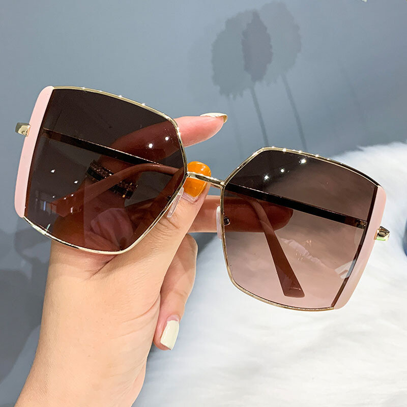 GUANGDU-Óculos de sol superdimensionados vintage para homens e mulheres, óculos clássicos para dirigir, óculos quadrados na moda, tons grandes, UV400