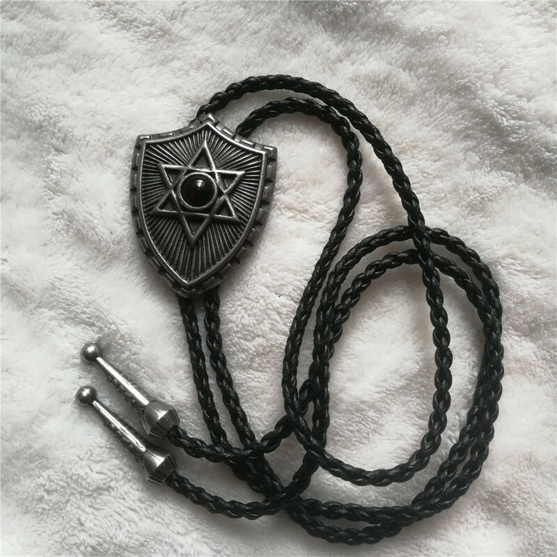 Bolo – collier de chemise rétro avec bouclier de chaîne, collier long avec pendentif six étoiles, nouvelle collection