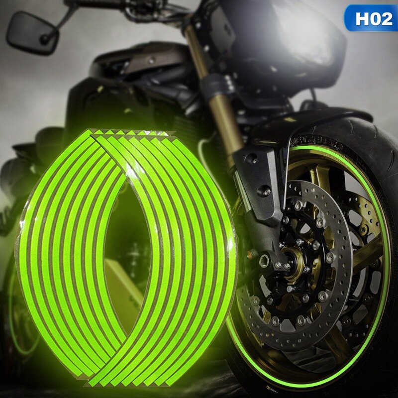 Pegatina reflectante para rueda de motocicleta, pegatina de advertencia de seguridad para llanta de rueda de coche, 10, 12, 14 y 18 pulgadas