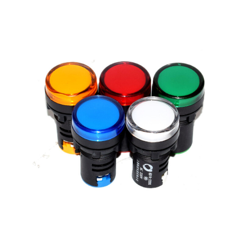 Indicador de potencia AD16-22D/S, lámpara de señal LED de 22mm, 12V, 24V, 220V, 380V, CA y CC, Universal, AD16-22DS, rojo, verde, azul, amarillo y blanco, 1 unidad