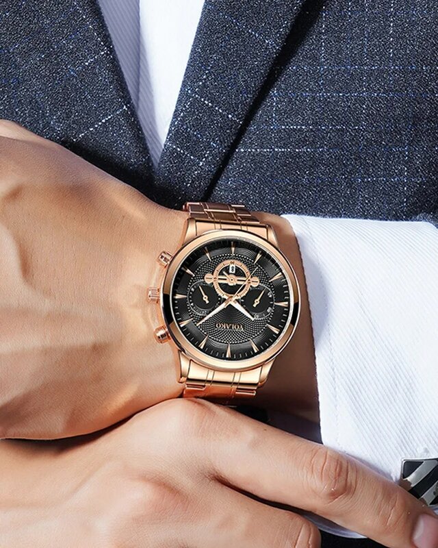 Luxe Gouden Horloge Mannen Business Quartz Horloges Rvs Ronde Wijzerplaat Casual Horloge Man Horloges Moderne Klassieke Horloges