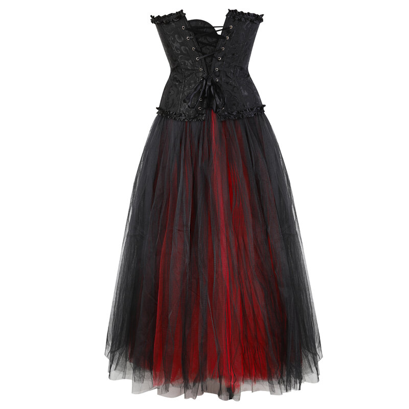 Красный сексуальный корсет, платья для женщин, викторианский корсет, топ на шнуровке, черный корсет с платьем, семейное бюстье, рождественские наряды