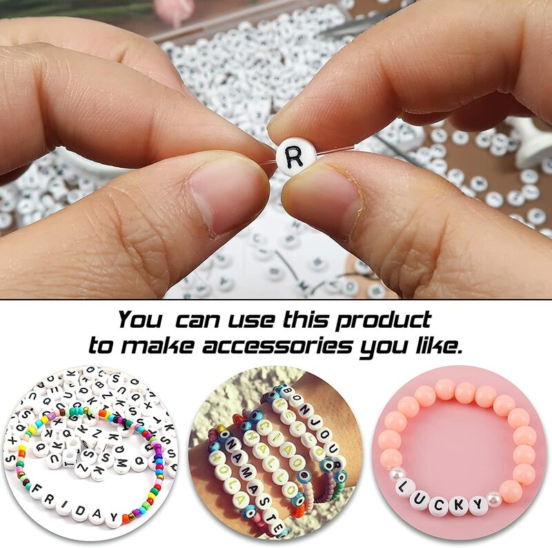 Perline acriliche con lettera di colore misto perline distanziatrici allentate con alfabeto piatto rotondo per la creazione di gioielli accessori per bracciali fai da te fatti a mano