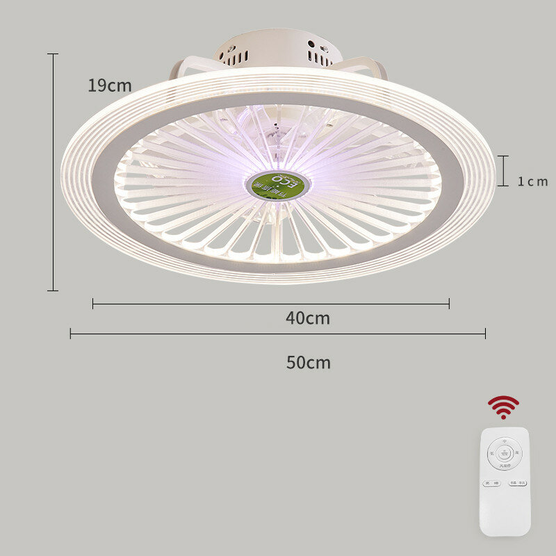 Ventilador de teto inteligente retrô, com luzes de controle remoto, 50cm com aplicativo, controle de quarto, decoração moderno e moderno
