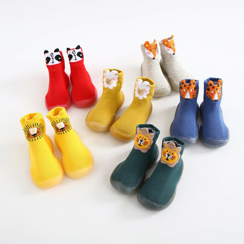 Calcetines para bebé recién nacido, zapatos antideslizantes de goma suave, calcetín, estilo Animal de dibujos animados