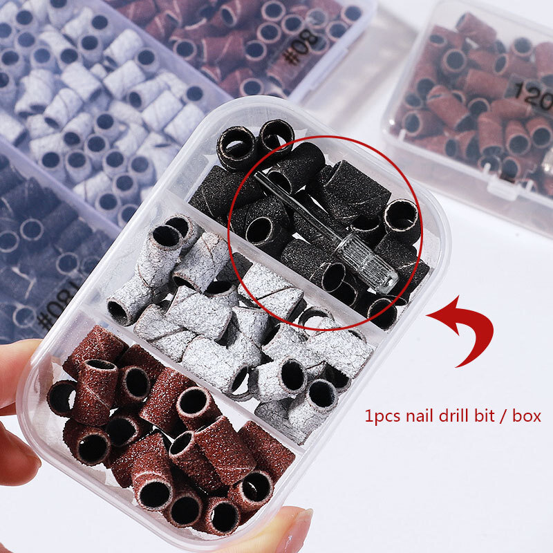 Nail Sanding Ring Bands 80/120/180/240 Grit Electric Manicure Drill Grinding Heads UV Gel Polish Removal Pedicure Abrasive Tools