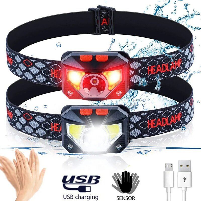 8 modi Motion Sensor XPE + COB LED Scheinwerfer Taschenlampe USB Aufladbare Wasserdichte Camping Kopf lampe Laufsport Angeln scheinwerfer