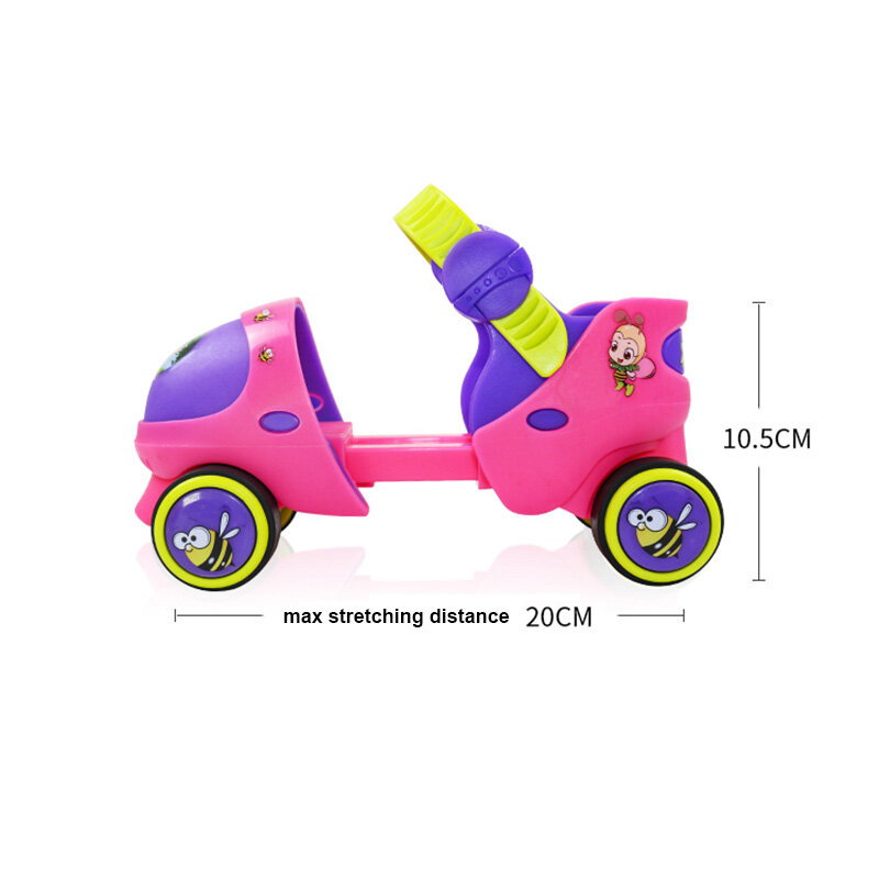 Pattini a rotelle per bambini regolabili con materiale di resistenza ai pulsanti di sicurezza scarpe da pattinaggio a 4 ruote a doppia fila