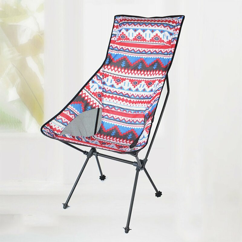 Odkryty przenośny składany rozszerzona wersja w stylu etnicznym księżyc krzesło plaża piesze wycieczki wędkowanie ze stopu aluminium