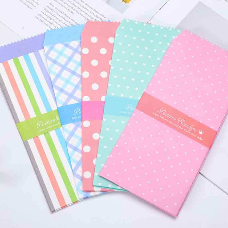 Candy Color Series Envelopes De Papel, Convite De Casamento, Bênção, Cartão, Carta Presente, Fresco, Kawaii, Bonito, 5Pcs, Conjunto