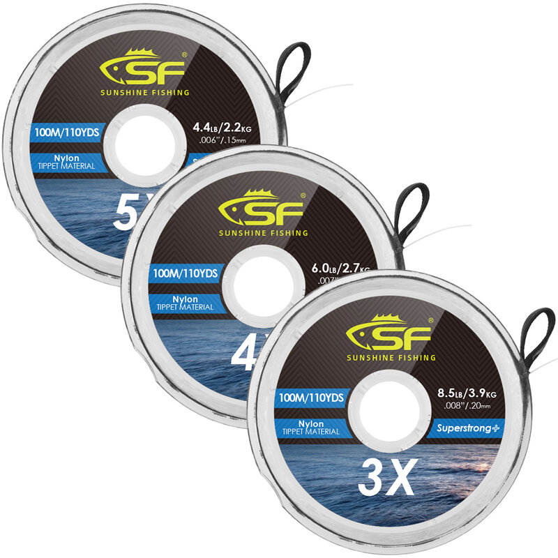 SF-línea Tippet de pesca con mosca, monofilamento de nailon transparente con soporte para trucha, 0X, 1X, 2X, 3X, 4X, 5X, 6X, 7X