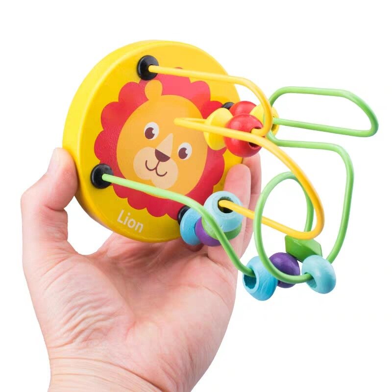 Mini Montessori ของเล่นไม้ของเล่นเด็กวงกลมลูกปัดลวดลูกกลิ้ง Roller Coaster เด็กวัยหัดเดิน Early การศึกษาปริศนาของเล่นเด็กทารก
