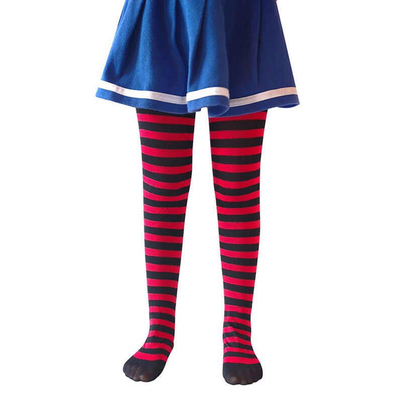 5-8years для девочек чулки «Хэллоуин» в полоску Цвет смешанный стрейч плотные брюки полосатые колготки для маленьких девочек вечерние Косплэй ...
