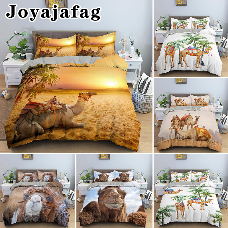 Set di biancheria da letto stampato cammello del deserto Set di copripiumini per animali copripiumini singoli con letto matrimoniale King Queen lenzuola di lusso