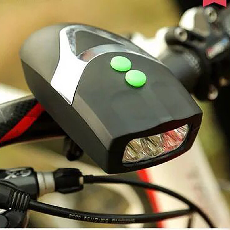 3 luces LED para bicicleta, luz delantera superbrillante para bicicleta, resistente al agua, 3 modos, linterna con bocina, color negro y naranja