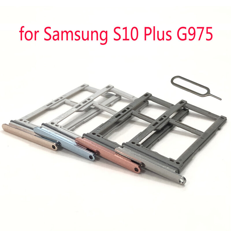 Tempat Kartu SIM Telepon untuk Samsung S10 Plus S10 + G975F G975 G975N G975U G975W G975D Tempat Adaptor Kartu SD Mikro Rumahan Asli