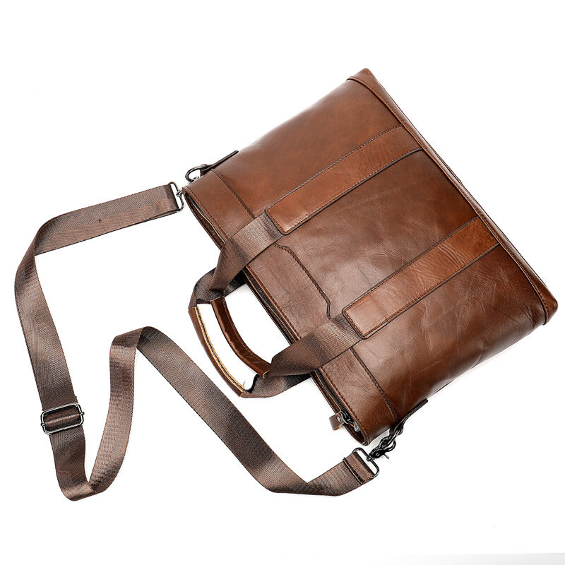 Maletas de couro masculino negócios maleta bolsa de ombro portátil kumon portátil maleta bolsa para portátil 14 Polegada