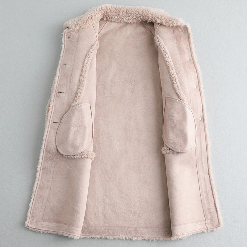 Abrigo de piel auténtica para Mujer, chaqueta coreana larga de lana 2020, KQN12060 KJ5556, novedad de otoño e invierno, 100%