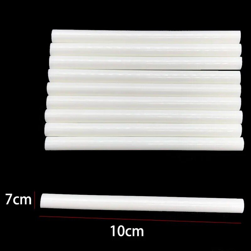 White Color Hot Melt Glue Sticks para pistola de cola elétrica, Car Audio Craft Repair Sticks, Vara de cera de vedação adesiva, 7mm, 10 Pcs