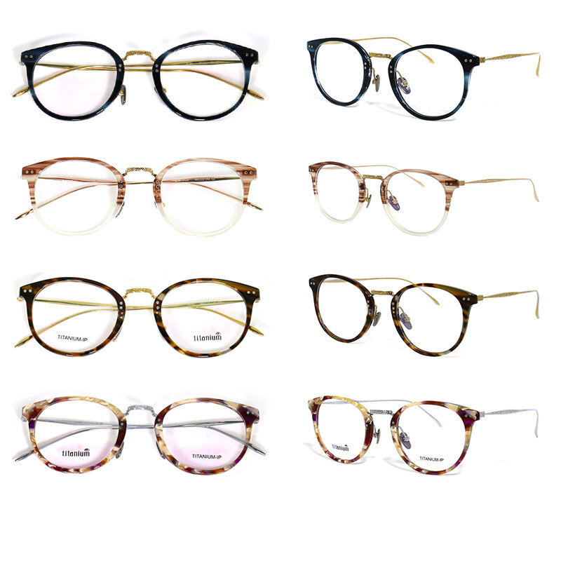 Female thin leg glasses retro round titanium frame pure titanium decorative glasses frame myopia