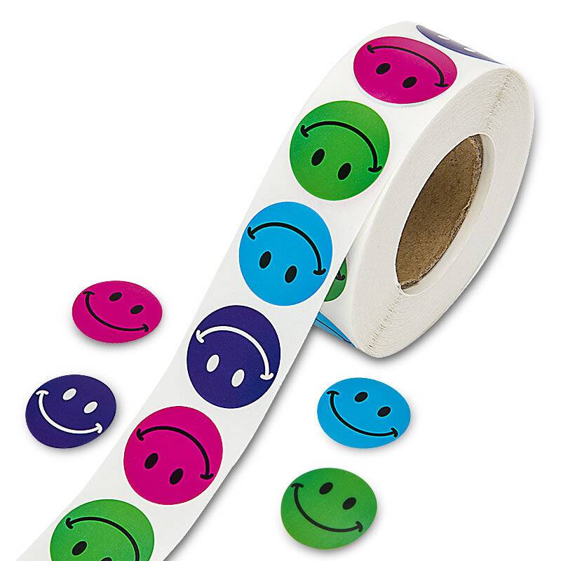 500 pces/rolo colorido smiley rosto adesivo para crianças brinquedos decoração professor recompensa adesivo para crianças dos desenhos animados sorriso rosto