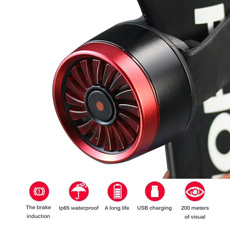 Lampu Isi Ulang USB Belakang Sepeda Mode 5 Lampu LED Rem Pintar Lampu Keselamatan Peringatan Strobo Lampu Tahan Air
