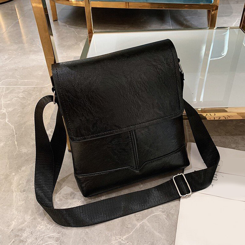 Bolsa de mão masculina, bolsa de couro de designer com design de moda, bolsa diagonal, cor sólida, clássica