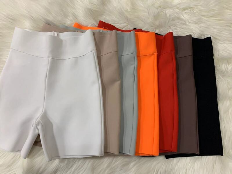10 Colors Bandage Shorts White Black Grey Bandage Short Pants High Waist Top Quality Rayon Vintage Shorts
