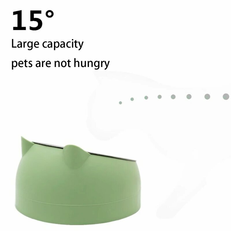 Cuenco de gato de 15 grados inclinado de acero inoxidable para perros y gatos alimentador de agua para alimentos con cuello Base antideslizante protección plato